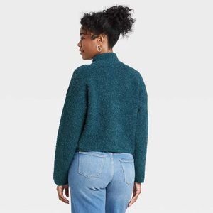 L Universal Thread Knit Teal Mock Neck Sweater